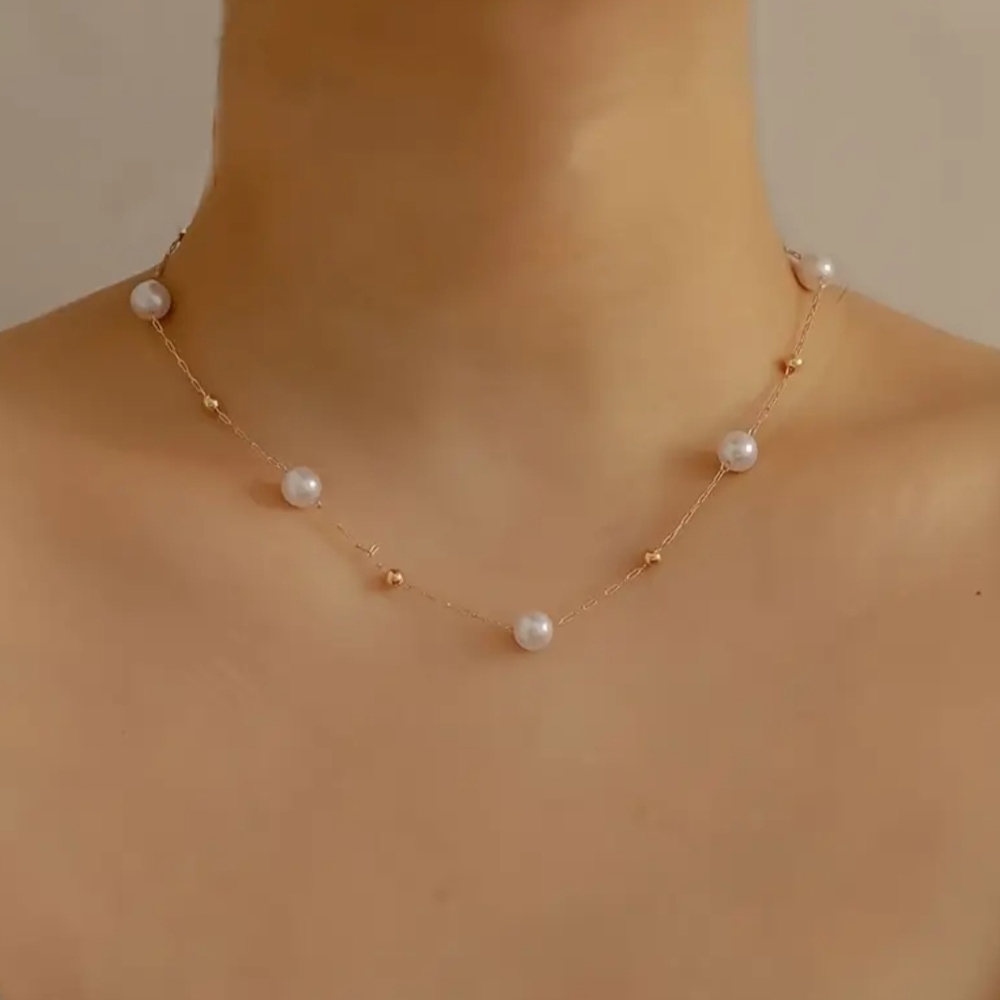 18 KT Gold Over Titanium Pearl Necklace